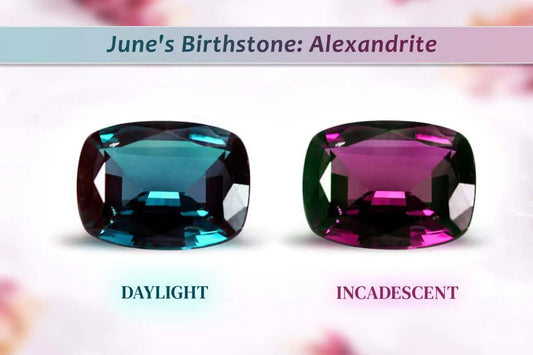 Stunning alexandrite gemstone displaying a captivating color change from green in daylight to purplish-red in incandescent light