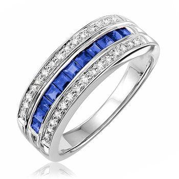 10k White Gold with Diamonds and Sapphires - BellemareDugasJoaillerie