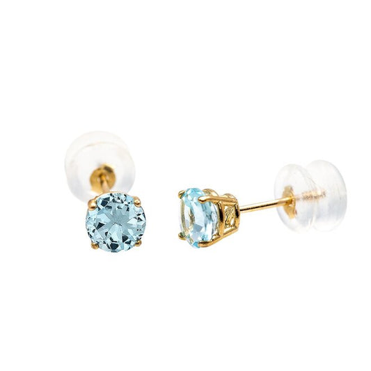 10K Yellow Gold Aquamarine Earrings 5mm - BellemareDugasJoaillerie