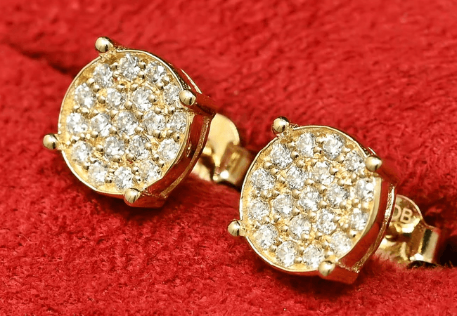 10k Gold, Yellow Gold, Gold, Gold earring, earrings, diamond, diamond earrings