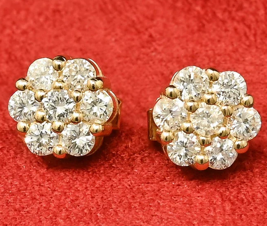 10k Gold, Yellow Gold, Gold, Gold earring, earring, diamond, diamond earring