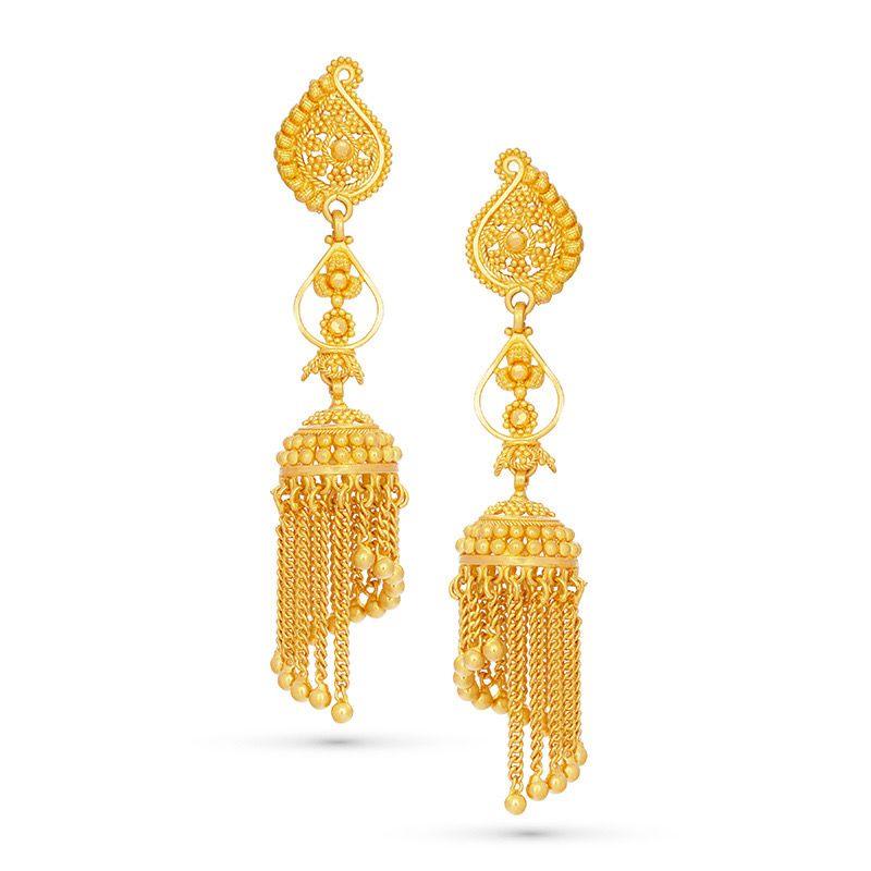 Flowing River Jhumka Earrings in 22k Gold - BellemareDugasJoaillerie