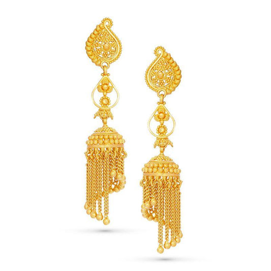 Flowing River Jhumka Earrings in 22k Gold - BellemareDugasJoaillerie