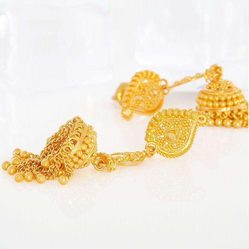 Flowing River Jhumka Earrings in 22k Gold - BellemareDugasJoaillerie