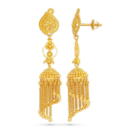 Flowing River Jhumka Earrings in 22k Gold - BellemareDugasJoaillerie