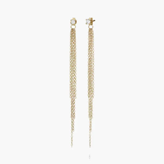 Free Chain Long Tassel Stud Earrings