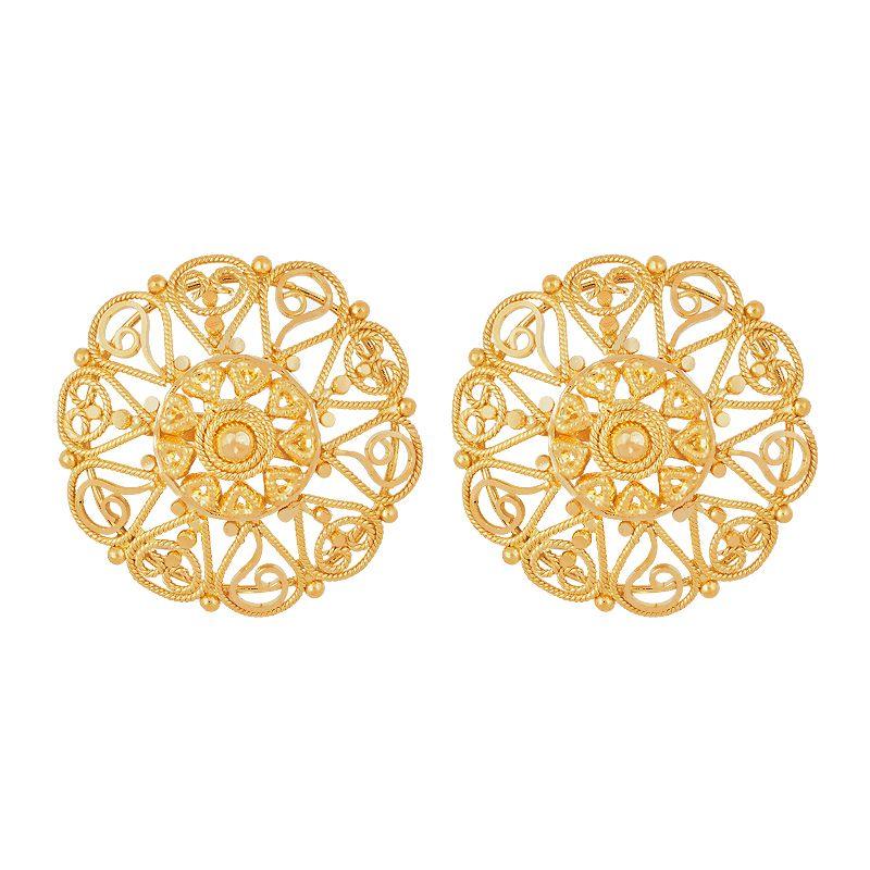 Grand Mesh Gold Studs in 22k gold - BellemareDugasJoaillerie