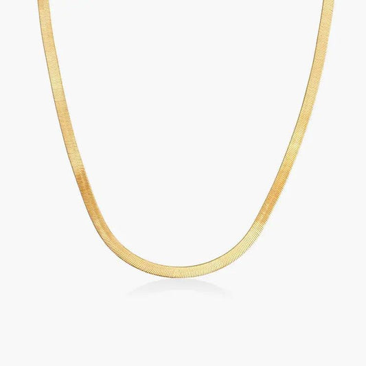 Herringbone Slim Chain Necklace 14k Yellow Gold - BellemareDugasJoaillerie