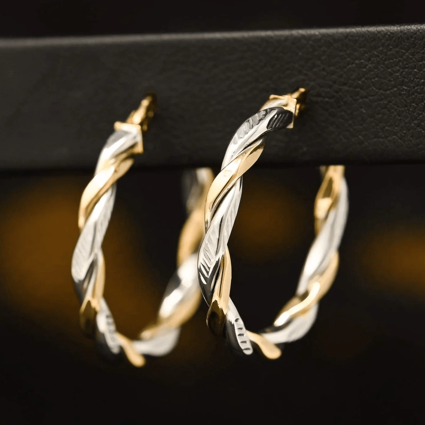 Interlaced Two Color Gold Earrings - BellemareDugasJoaillerie