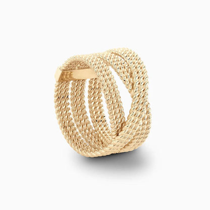 Laced Harmony Gold Cuff Ring in 18k Gold - BellemareDugasJoaillerie