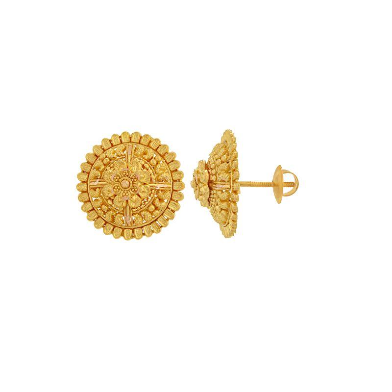 Large Floral stud earrings in 22k Gold - BellemareDugasJoaillerie