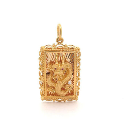 Majestic Golden Dragon Pendant in 22k Gold - BellemareDugasJoaillerie