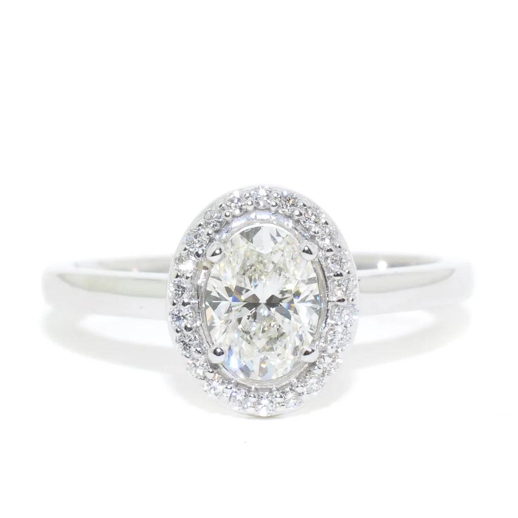 Oval Diamond Engagement Ring 0.81CTW in 14k White Gold - BellemareDugasJoaillerie