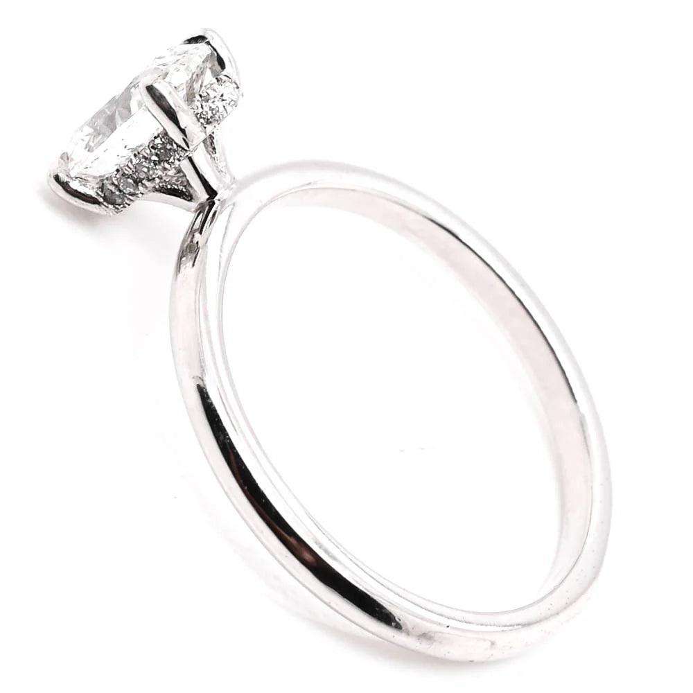 Secret Halo Solitaire Ring in 14K White Gold - BellemareDugasJoaillerie