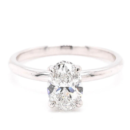 Secret Halo Solitaire Ring in 14K White Gold - BellemareDugasJoaillerie