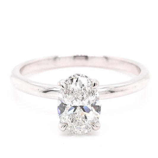 Secret Halo Solitaire Ring in 14K White Gold - BellemareDugasJoaillerie