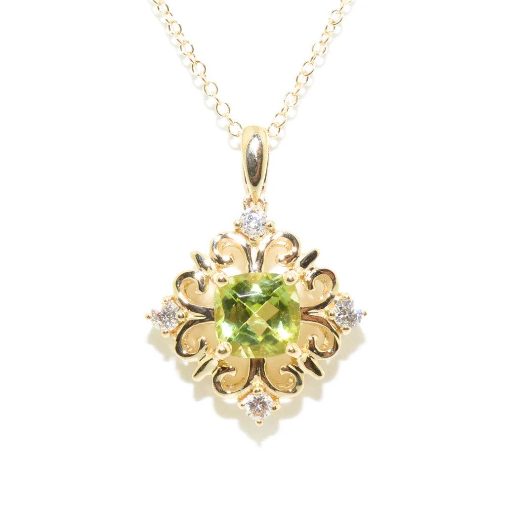 True Faith Peridot and Diamond Necklace in 10k Yellow Gold - BellemareDugasJoaillerie