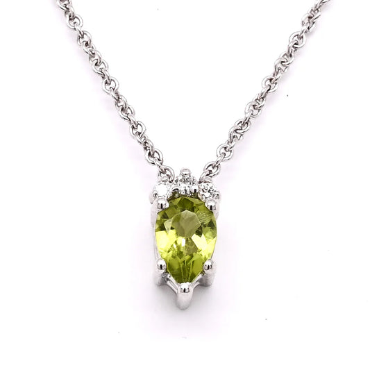 Verdant Peridot and Diamond Necklace in 10K White Gold - BellemareDugasJoaillerie